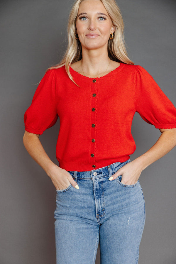 Freesia Cardigan in Red