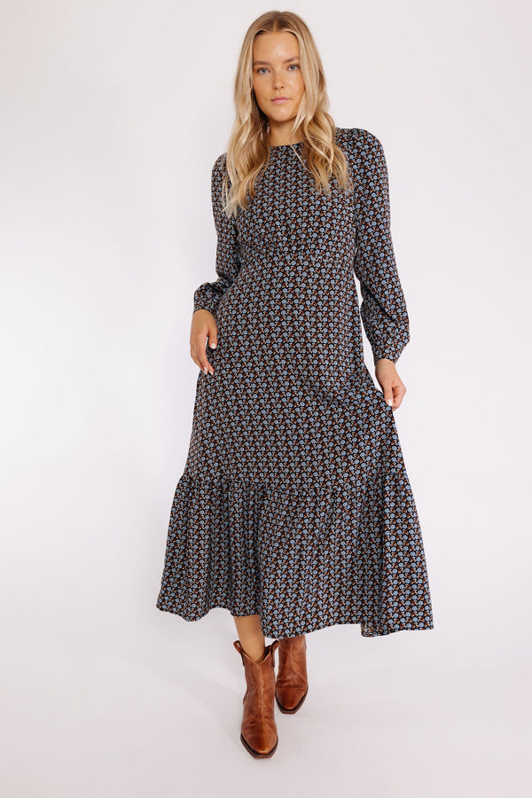 Greta Dress in Black Floral