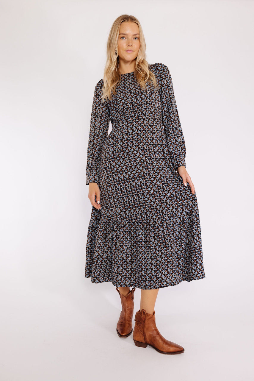 Greta Dress in Black Floral
