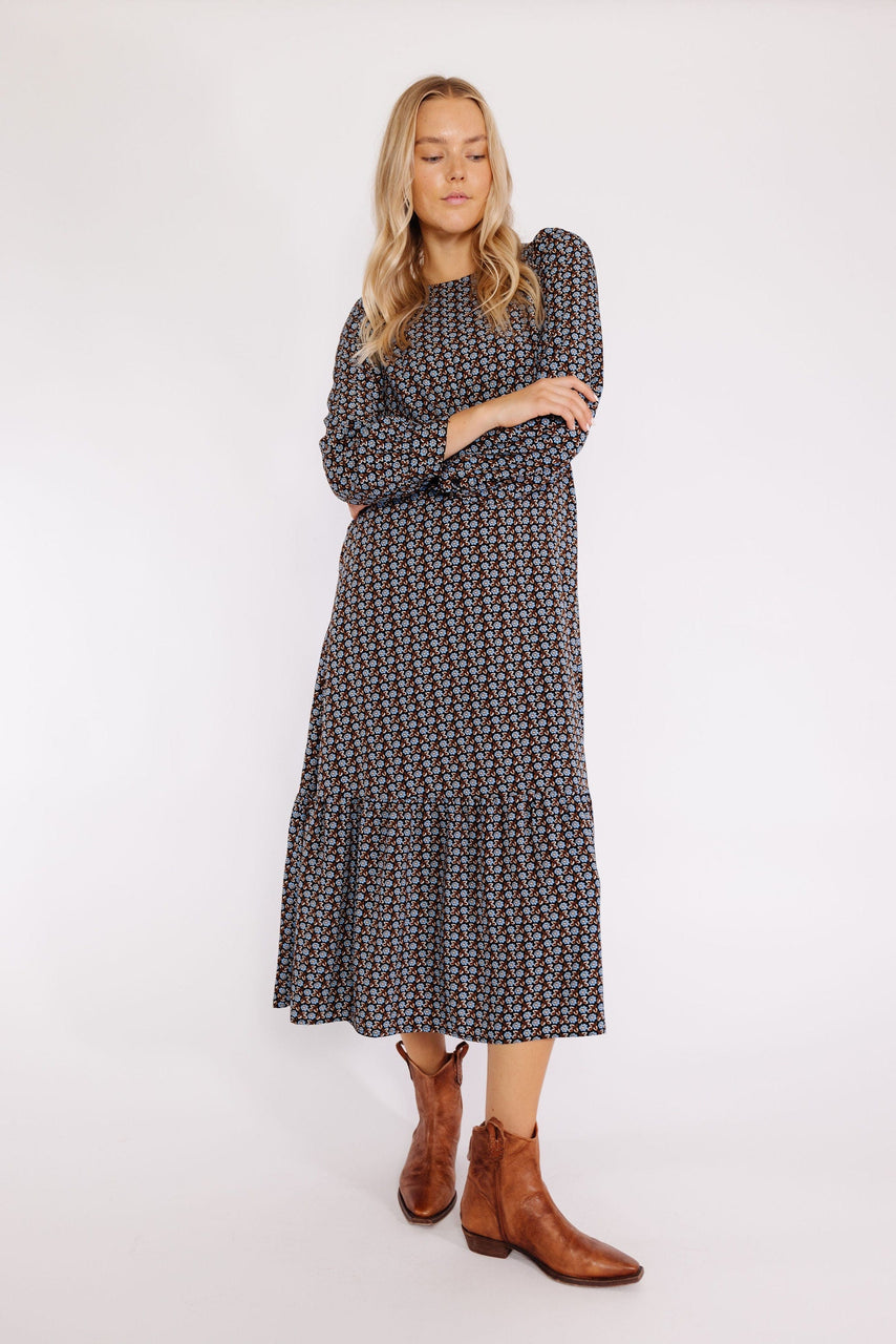Greta Dress in Black Floral