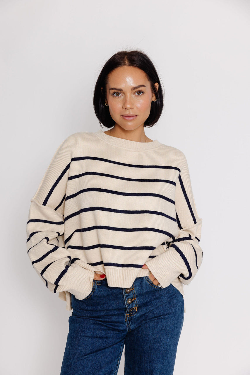 Hayley Sweater in Cream/Navy