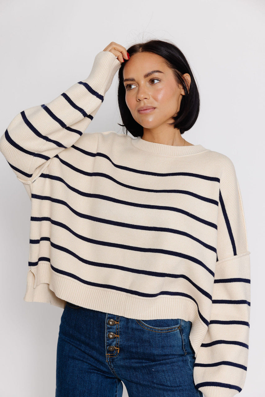 Hayley Sweater in Cream/Navy