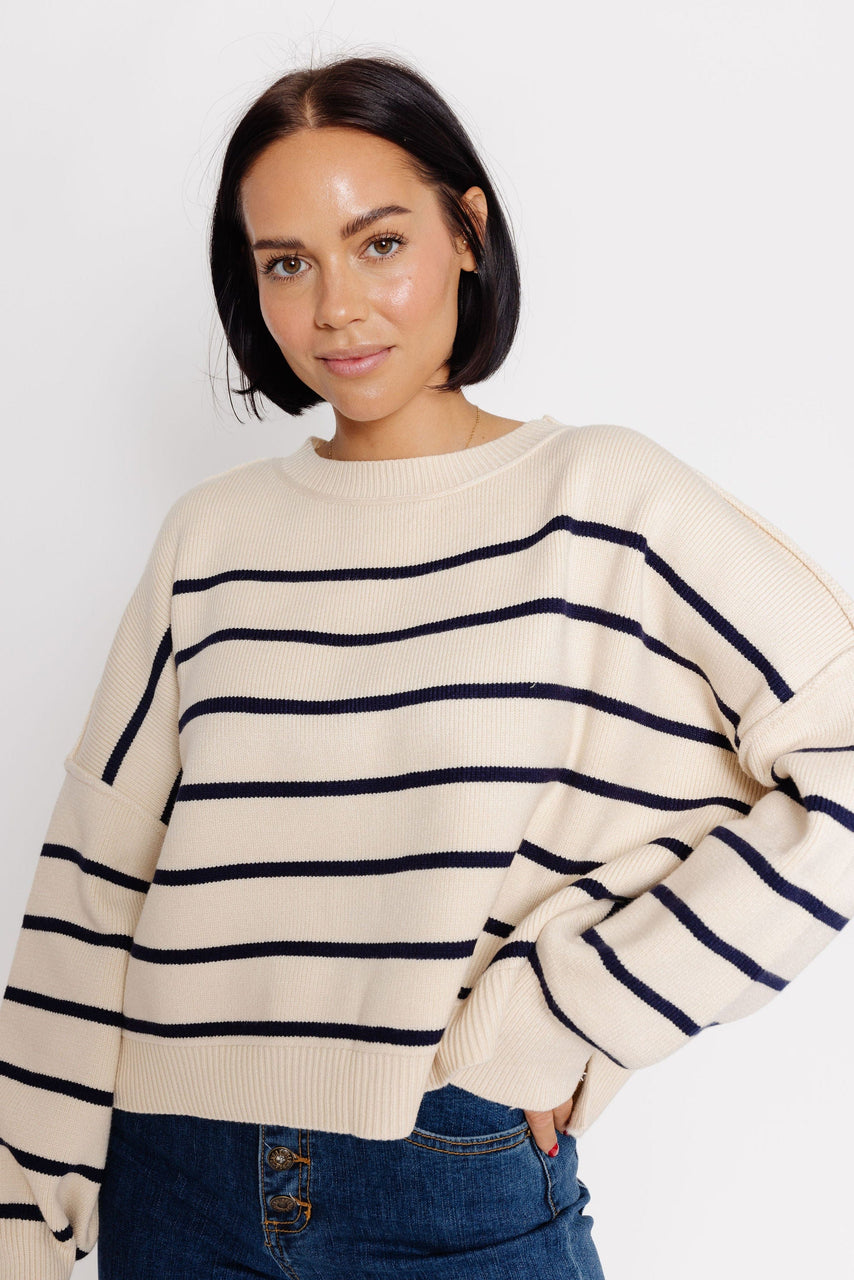 Hayley Sweater in Cream/Navy