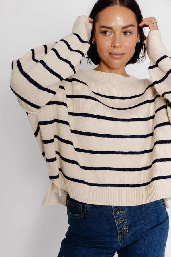 Hayley Sweater in Cream/Navy
