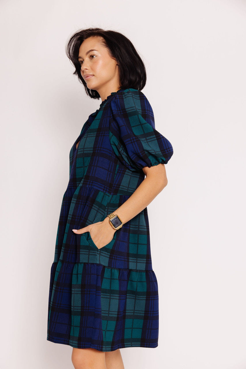 Jancy Dress in Navy/Green