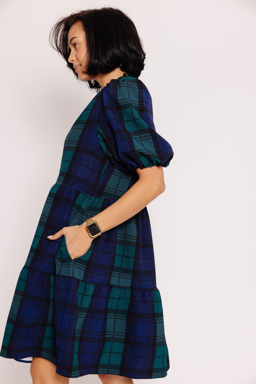 Jancy Dress in Navy/Green