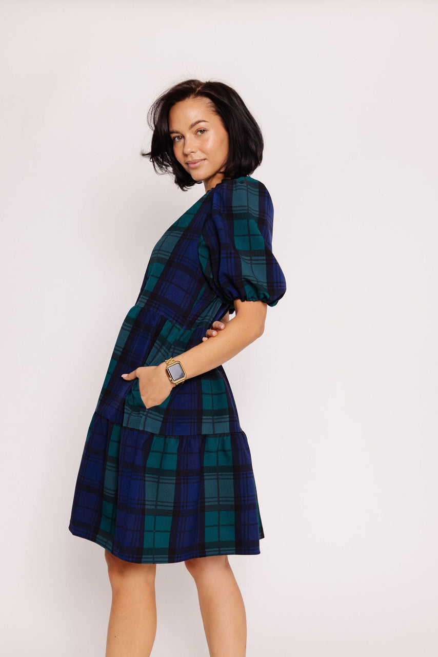 Jancy Dress in Navy/Green