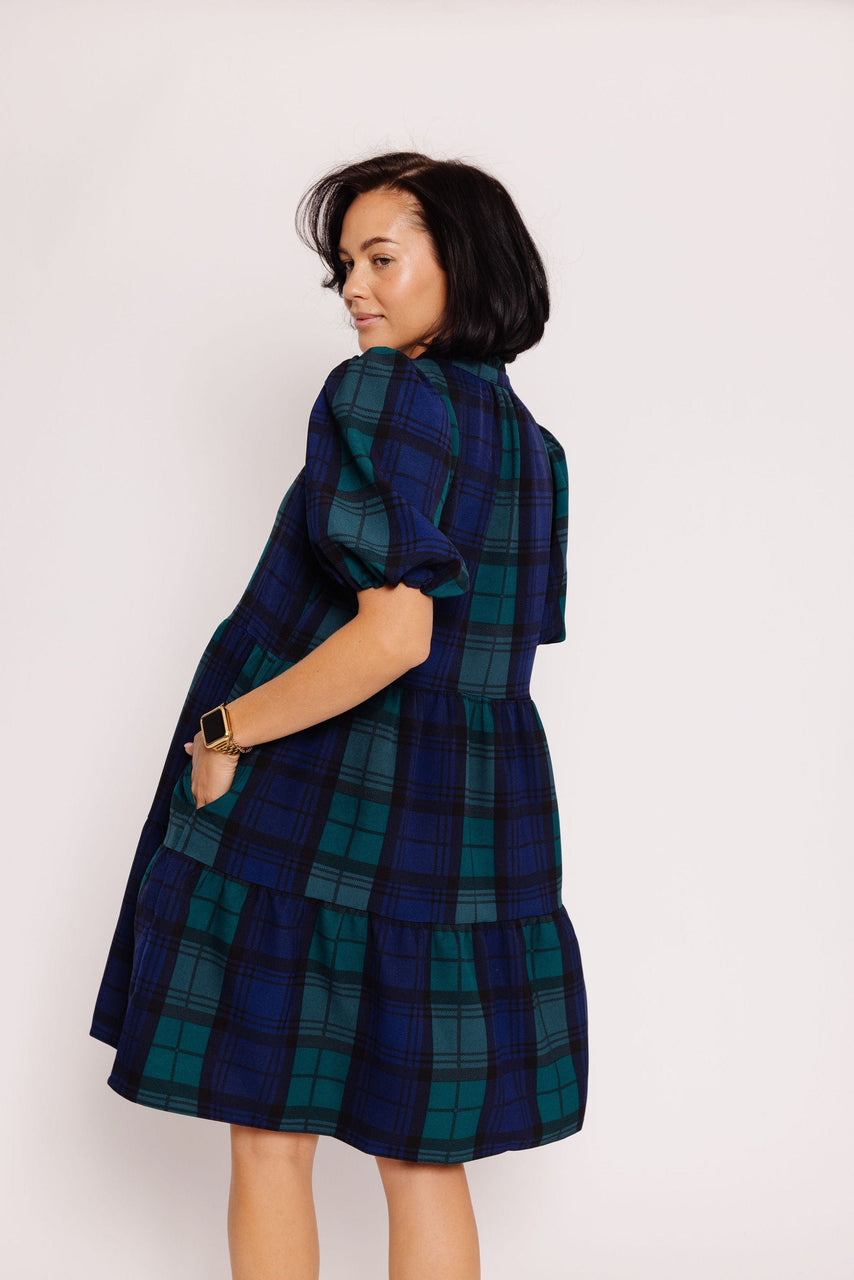 Jancy Dress in Navy/Green