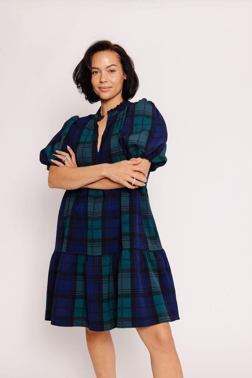 Jancy Dress in Navy/Green