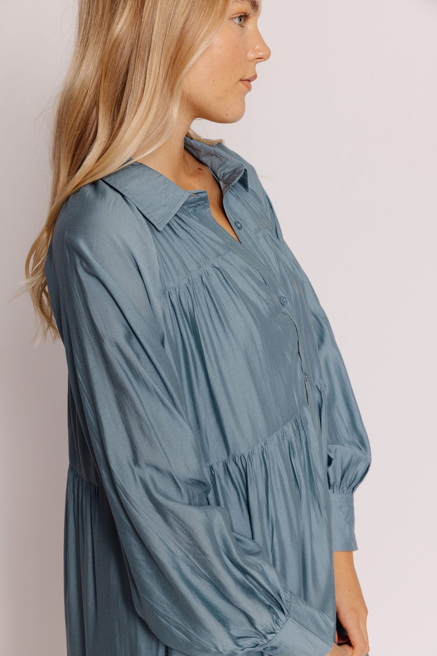 Janny Dress in Dusty Sage Blue