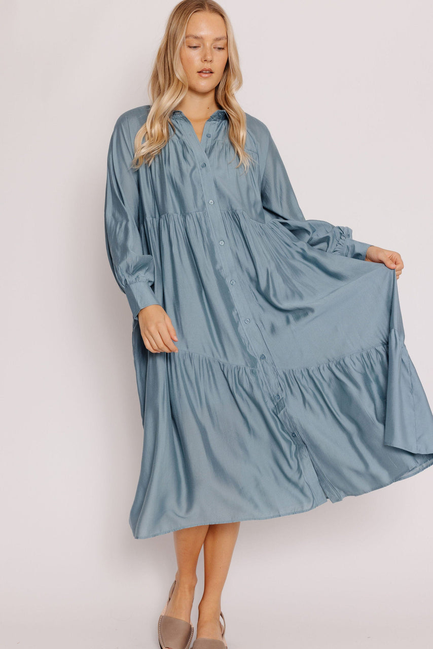 Janny Dress in Dusty Sage Blue