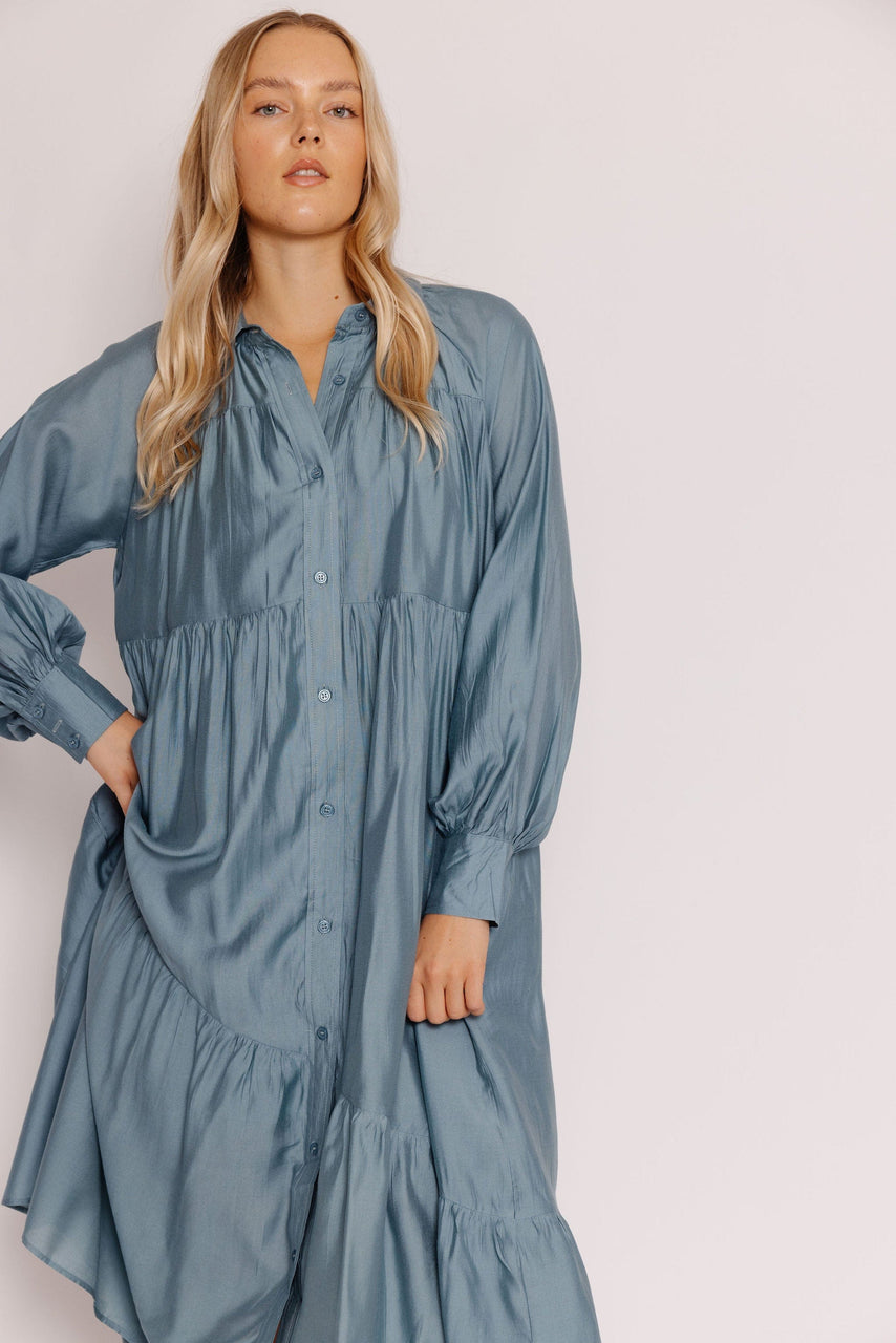 Janny Dress in Dusty Sage Blue