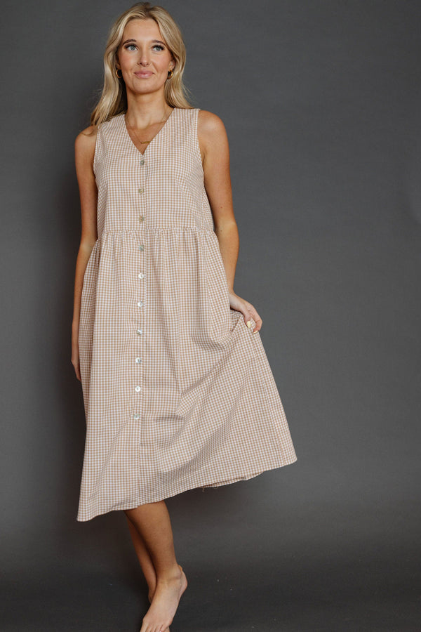 Jeaux Dress in Khaki/White