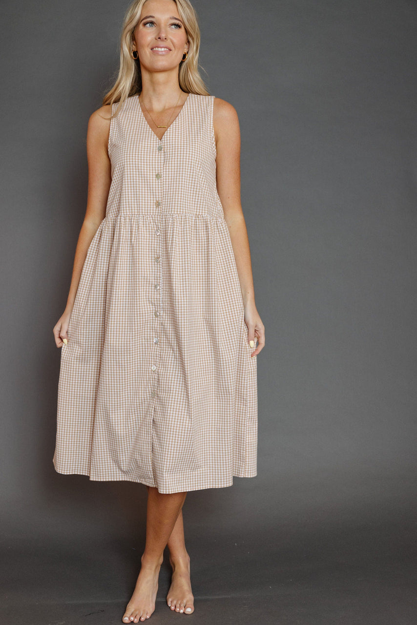 Jeaux Dress in Khaki/White