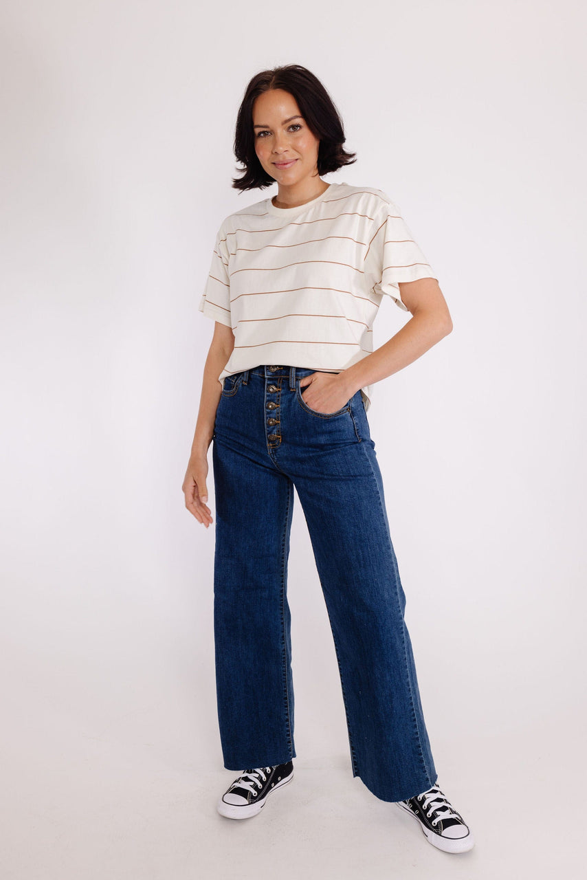 Katelin Tee in Ivory/Tawny Stripe