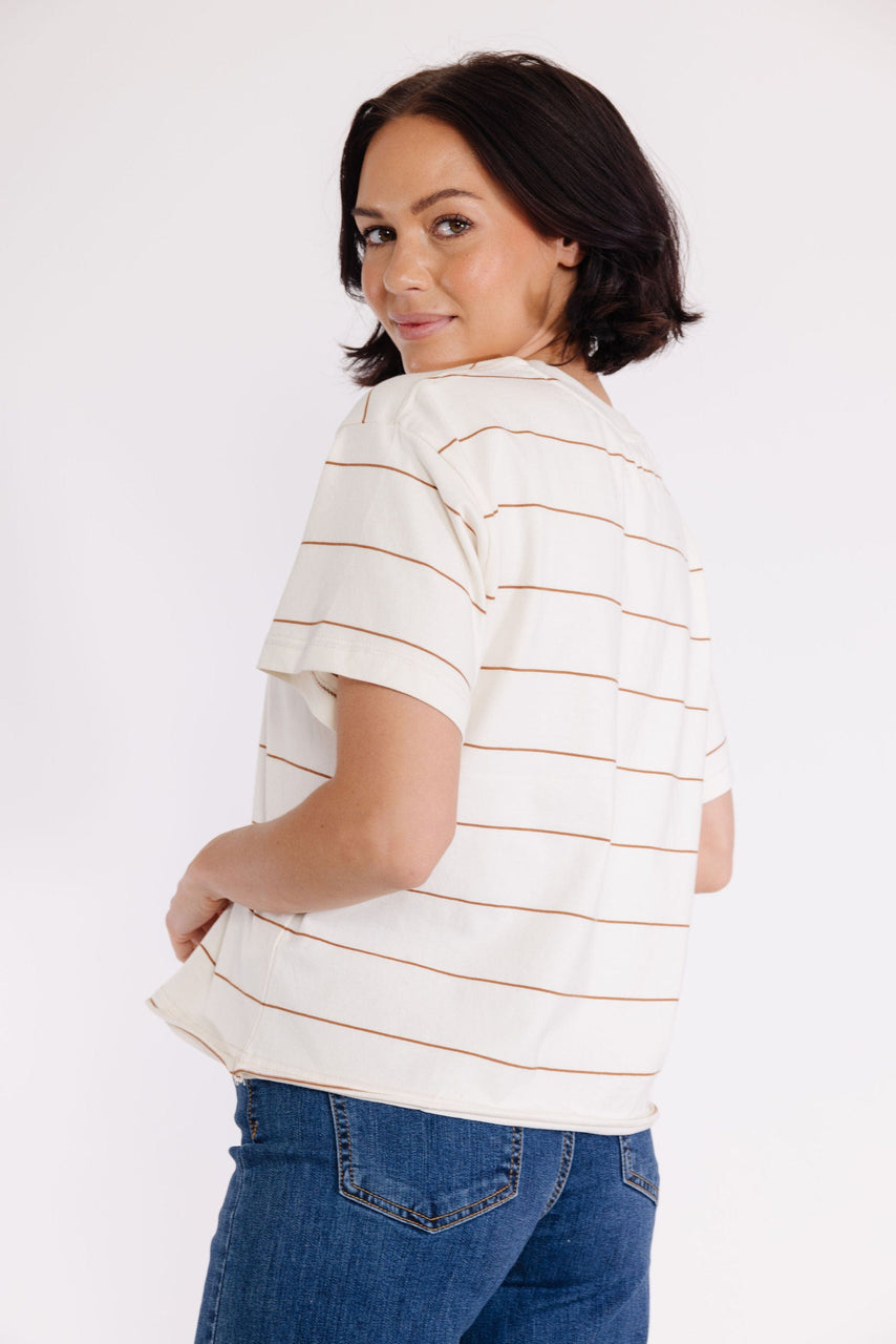 Katelin Tee in Ivory/Tawny Stripe