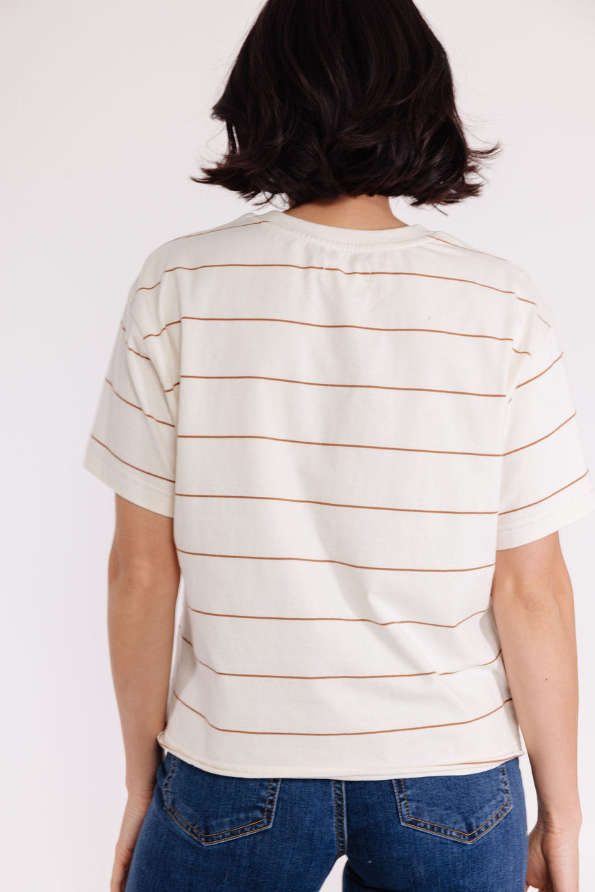 Katelin Tee in Ivory/Tawny Stripe