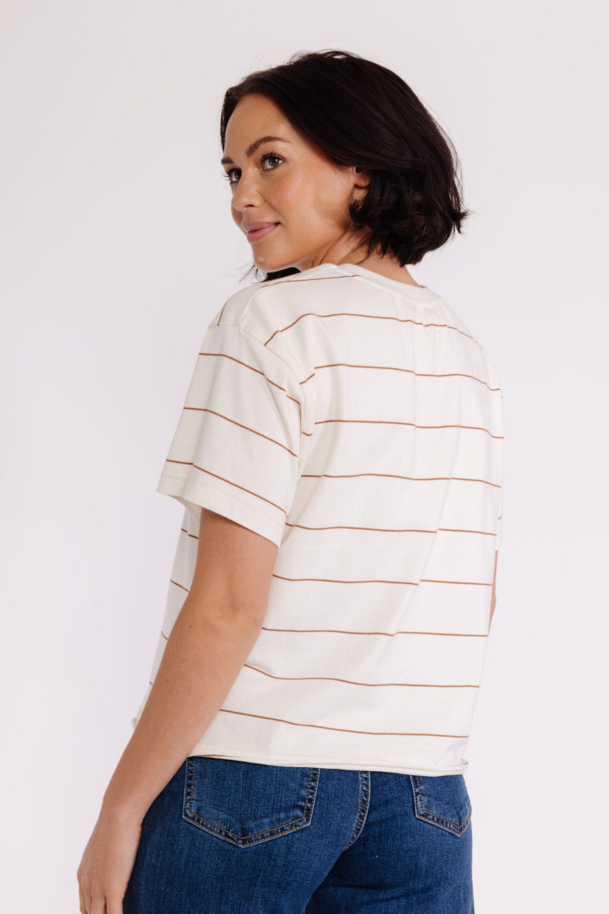 Katelin Tee in Ivory/Tawny Stripe
