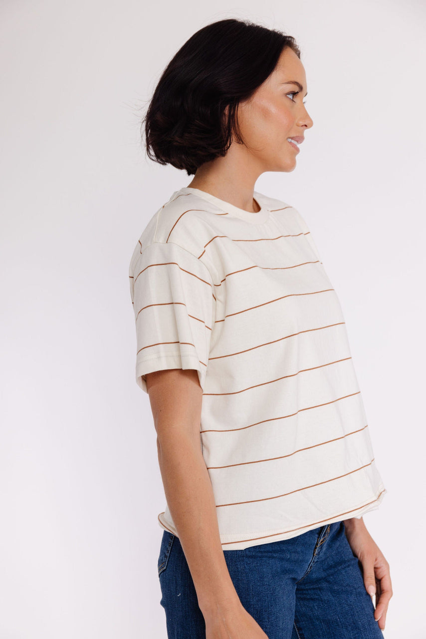Katelin Tee in Ivory/Tawny Stripe