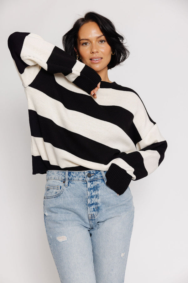 Leilani Sweater in Black/Ivory
