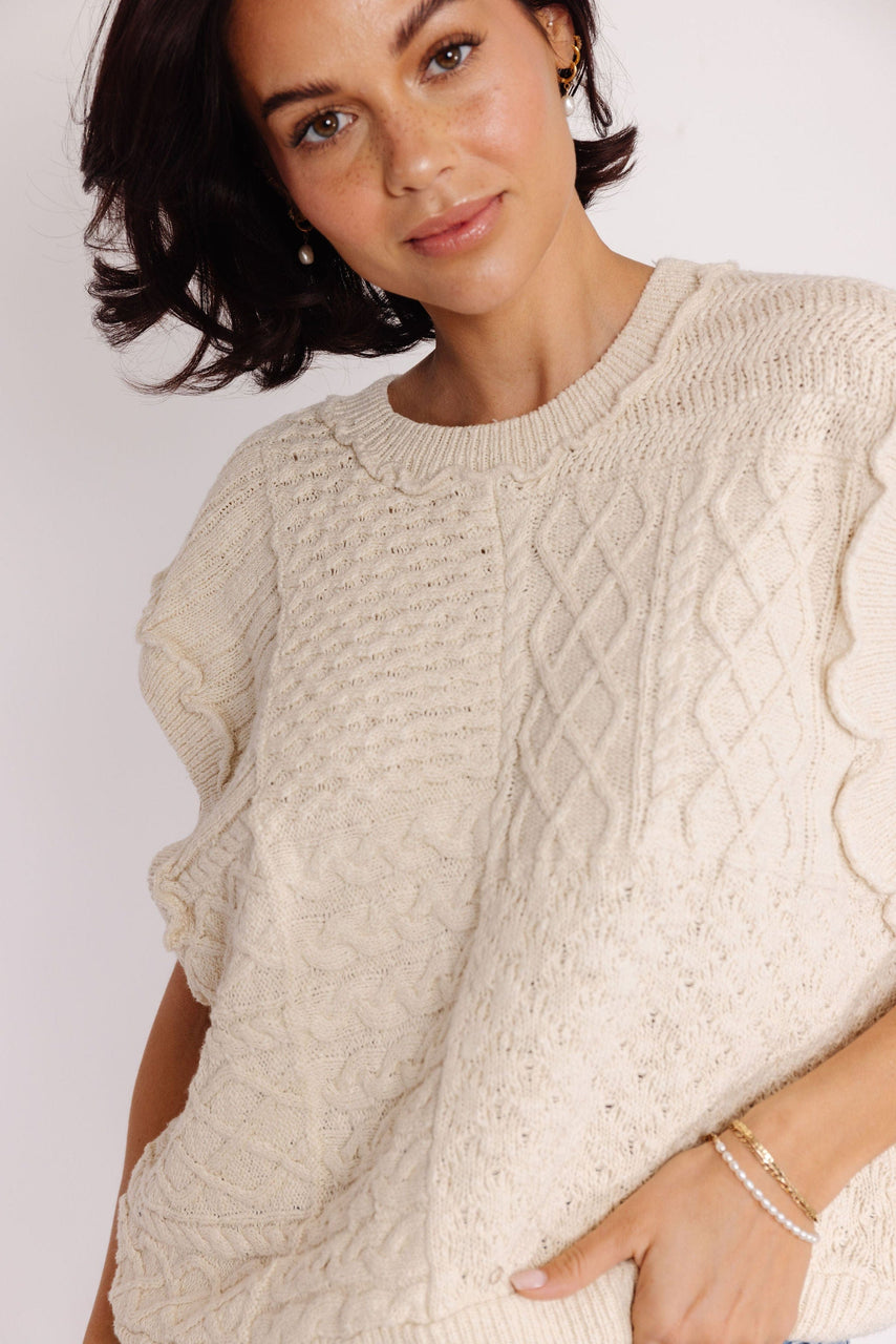 Maddox Sweater Vest in Cream