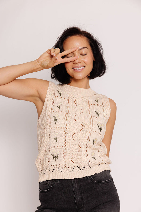 Marceline Sweater Vest in Ivory