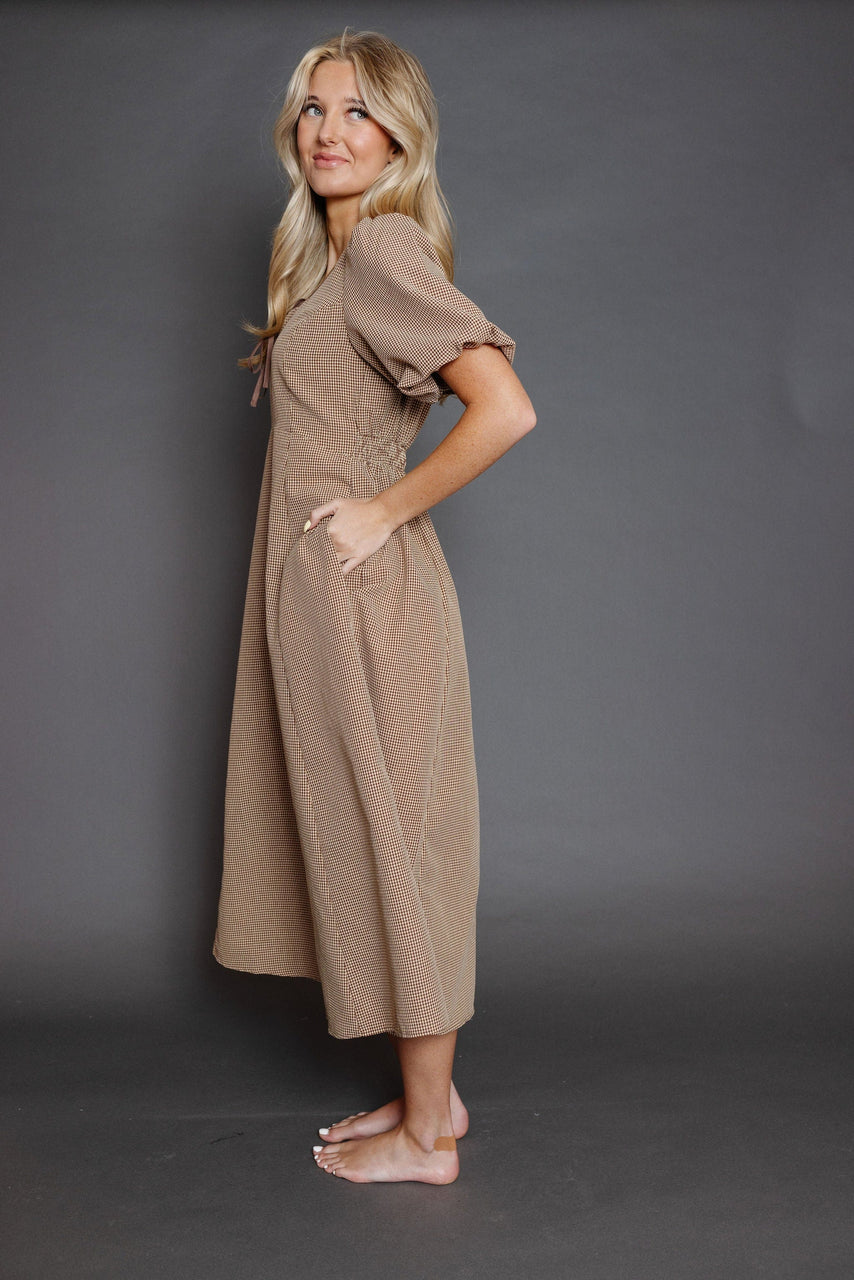 Marigold Dress in Brown/Taupe