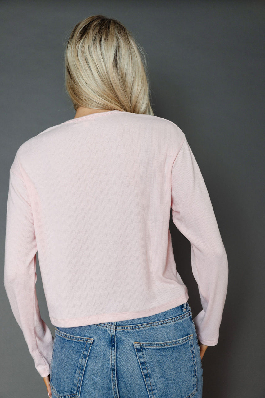 Merit Cardigan Tee in Petal Pink