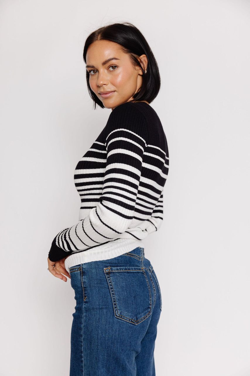 Miabella Sweater in Black/Ivory