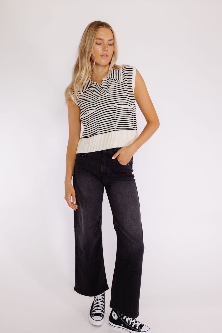 Montana Sweater Vest in Black/Ivory