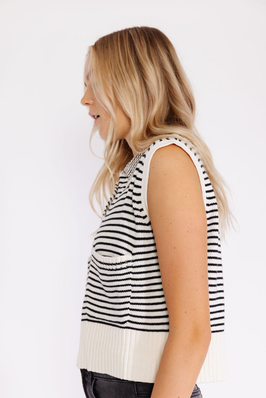 Montana Sweater Vest in Black/Ivory
