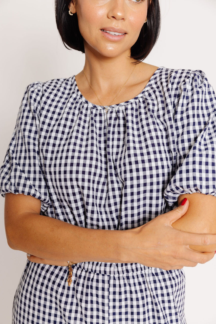 Morgan Jumpsuit in Navy Gingham