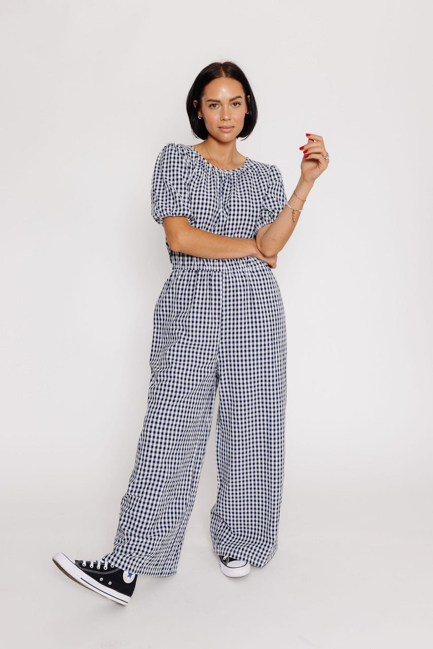 Morgan Jumpsuit in Navy Gingham