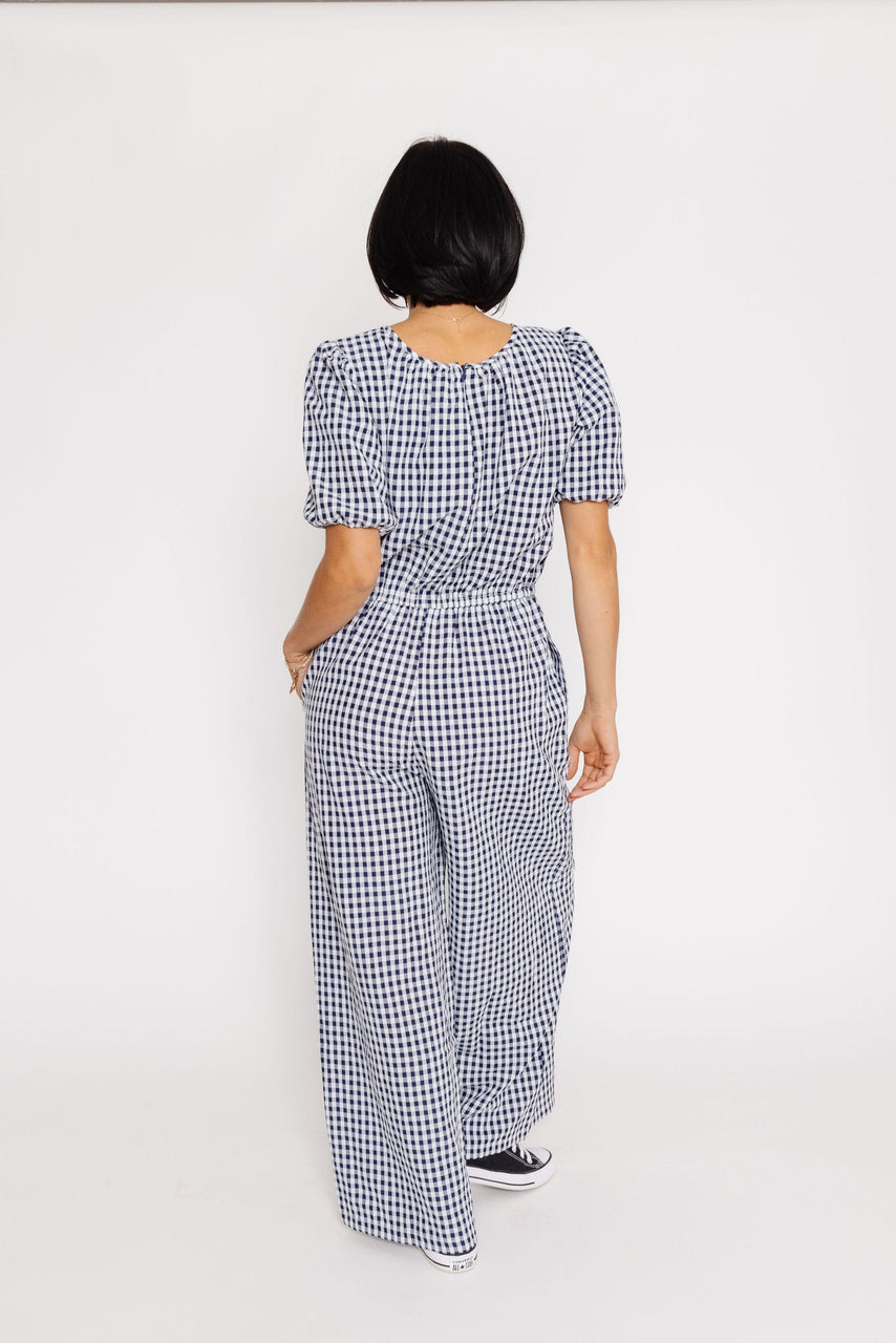 Morgan Jumpsuit in Navy Gingham