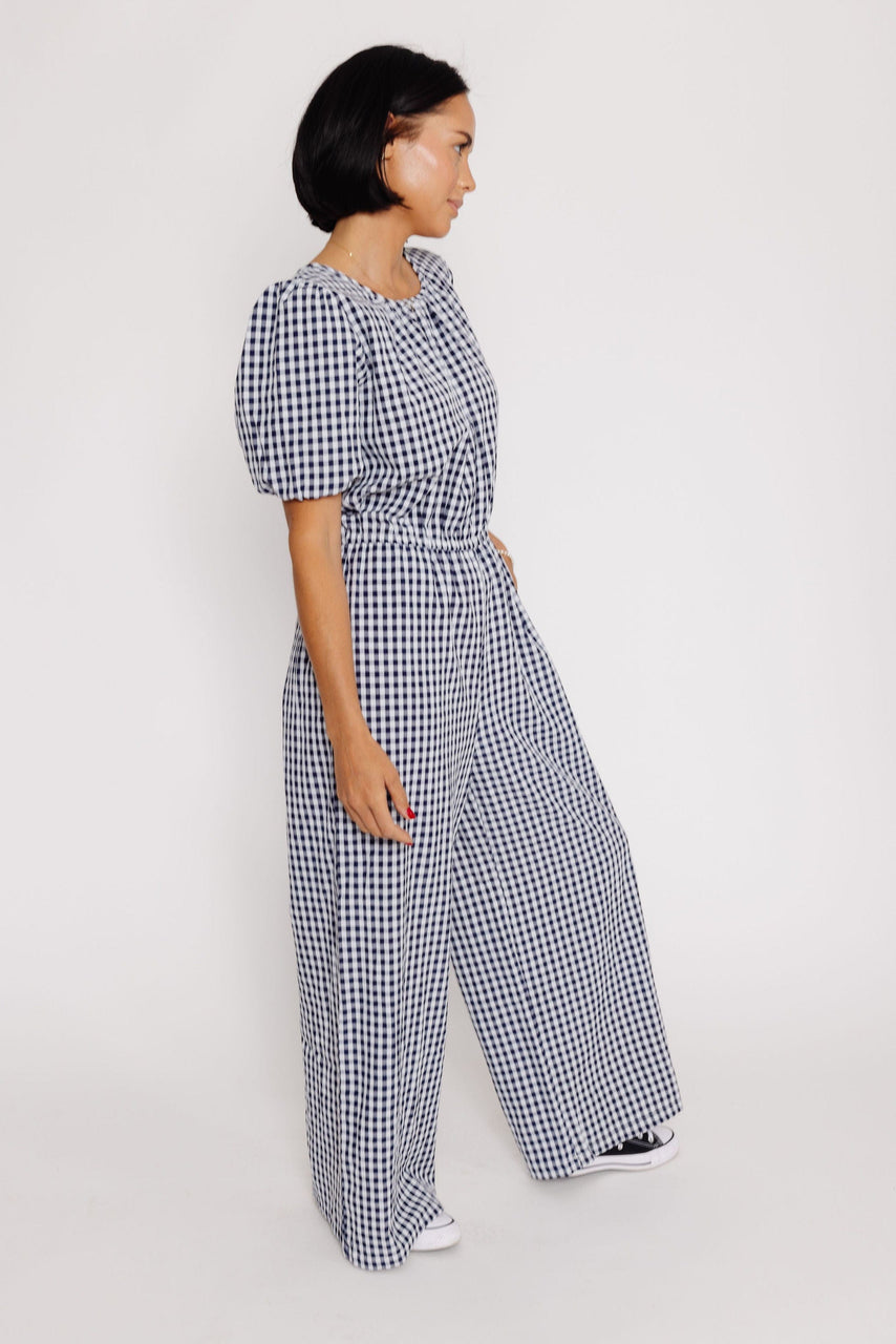 Morgan Jumpsuit in Navy Gingham