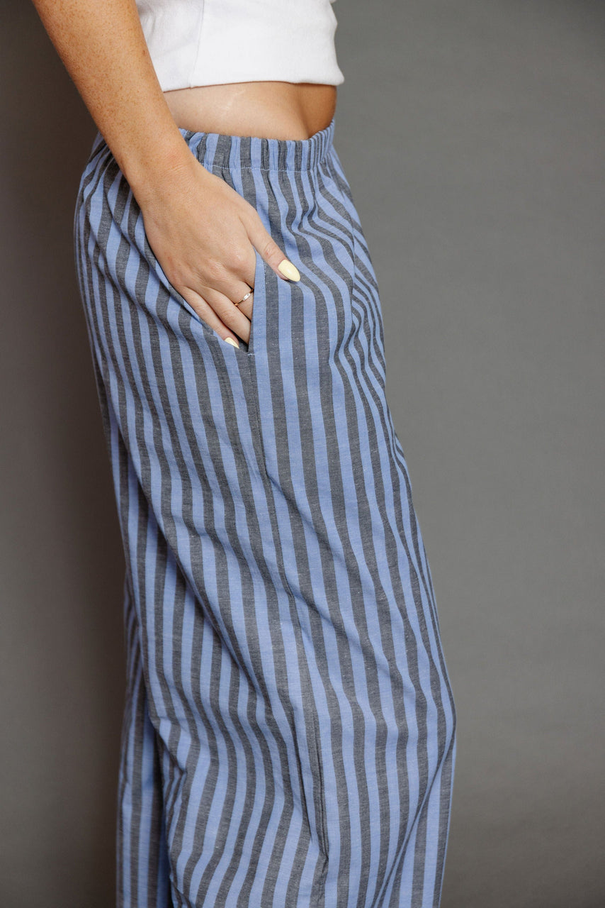 Oakland Pant in Blue/Grey Stripe