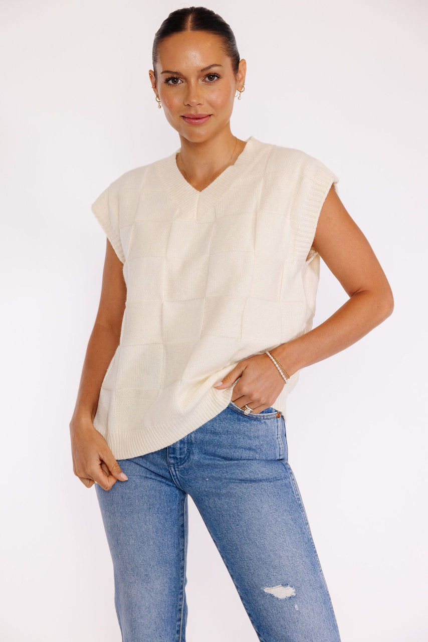 Ottis Sweater Vest in Ivory