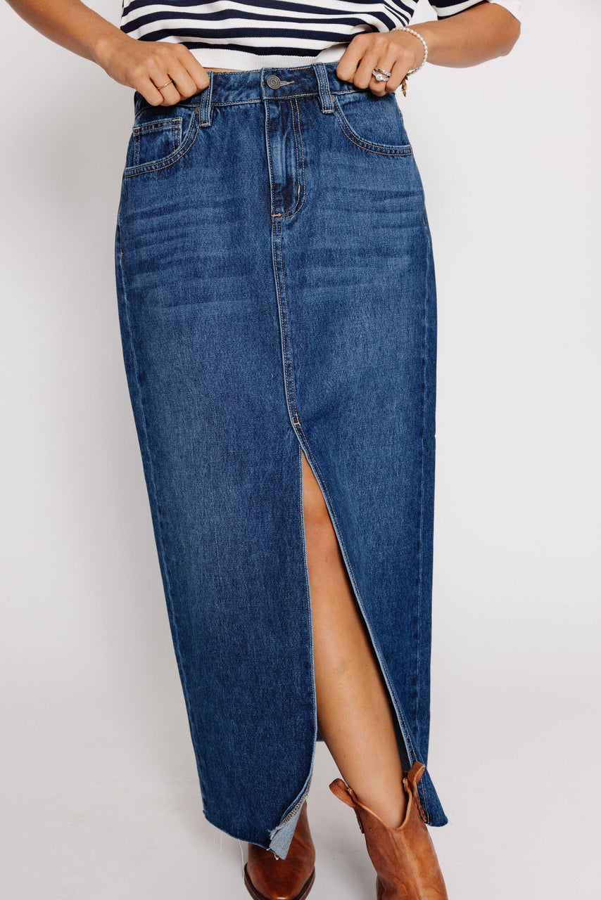 Peyton Denim Skirt in Dark Blue