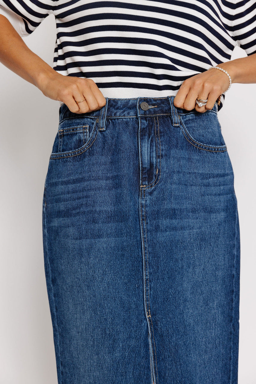 Peyton Denim Skirt in Dark Blue
