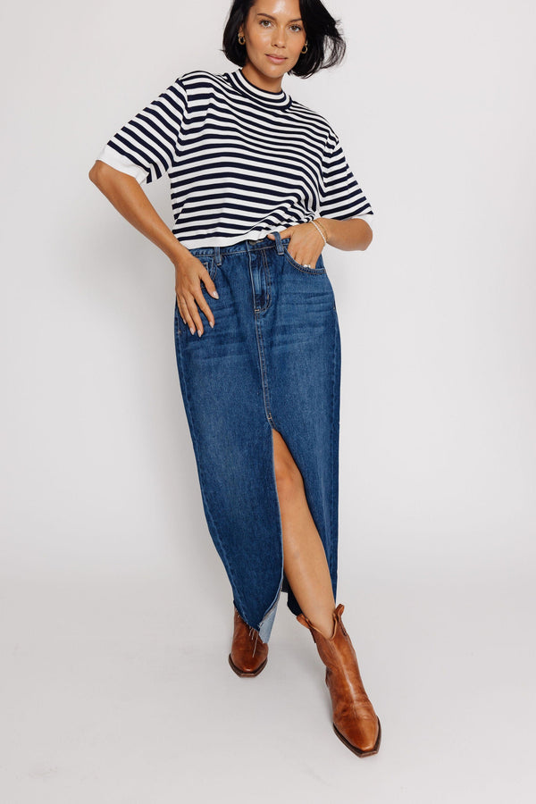Peyton Denim Skirt in Dark Blue