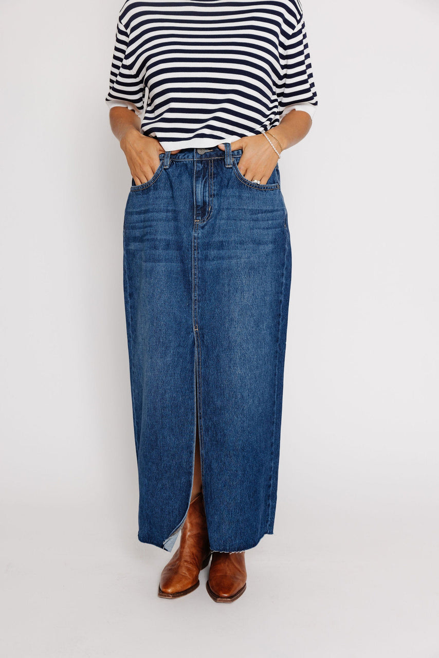 Peyton Denim Skirt in Dark Blue