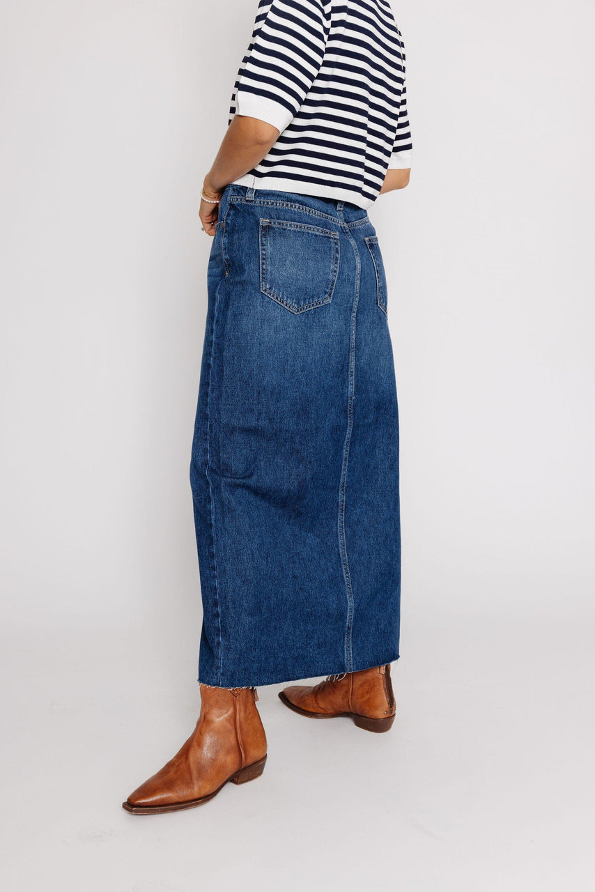 Peyton Denim Skirt in Dark Blue