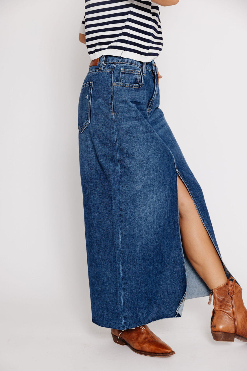 Peyton Denim Skirt in Dark Blue