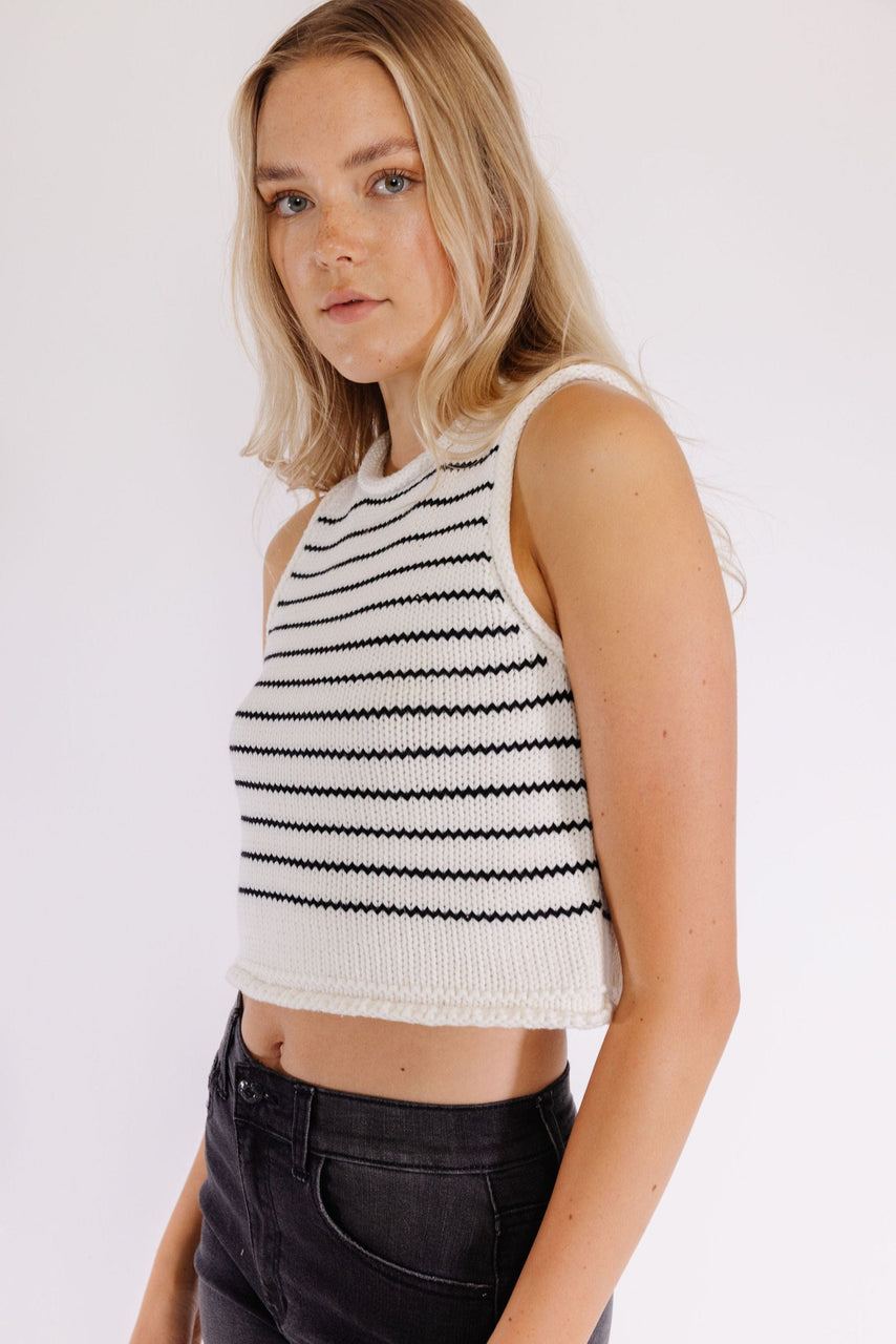 Powell Top in White/Black
