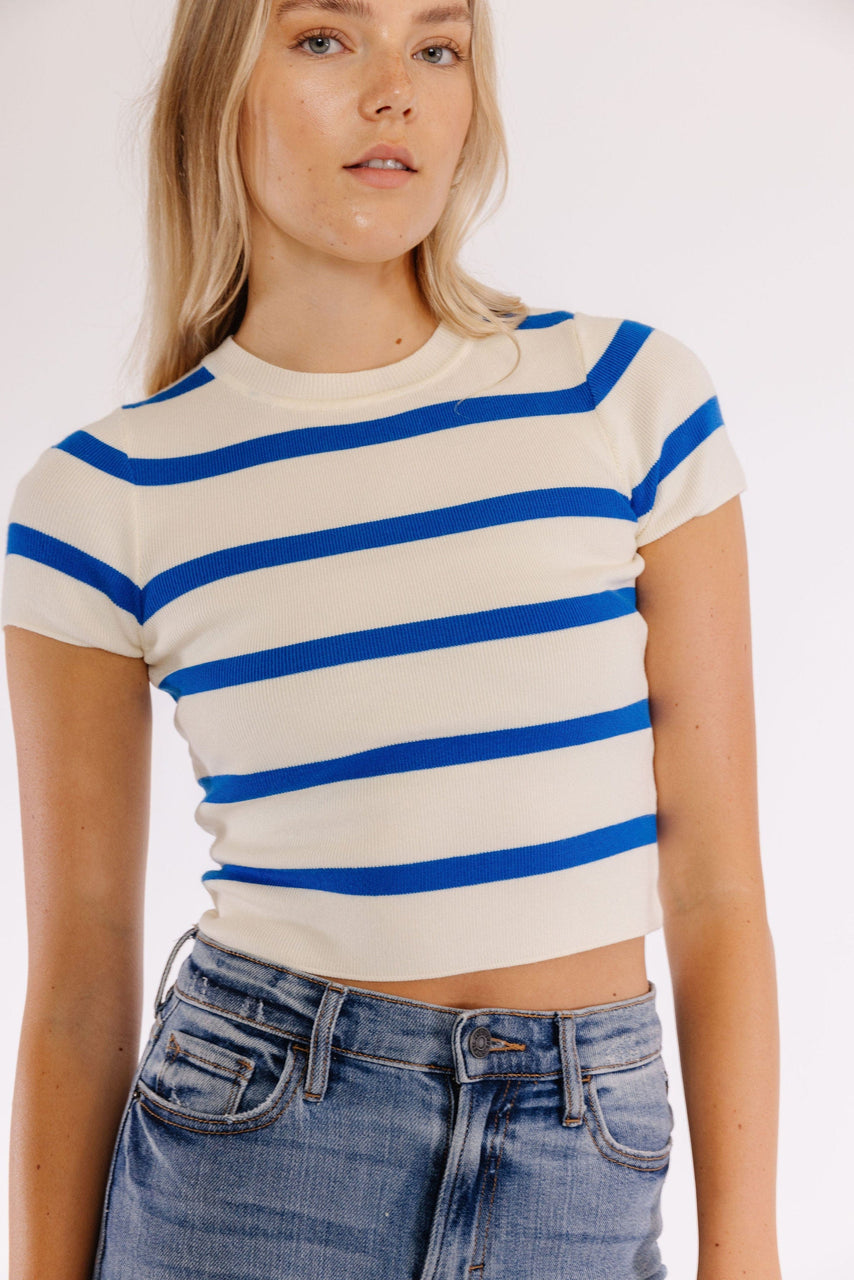 Ryce Tee in Blue/White