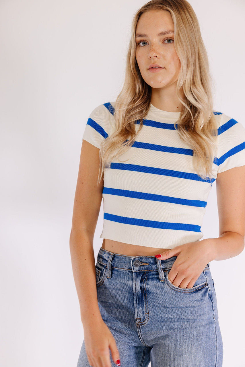 Ryce Tee in Blue/White