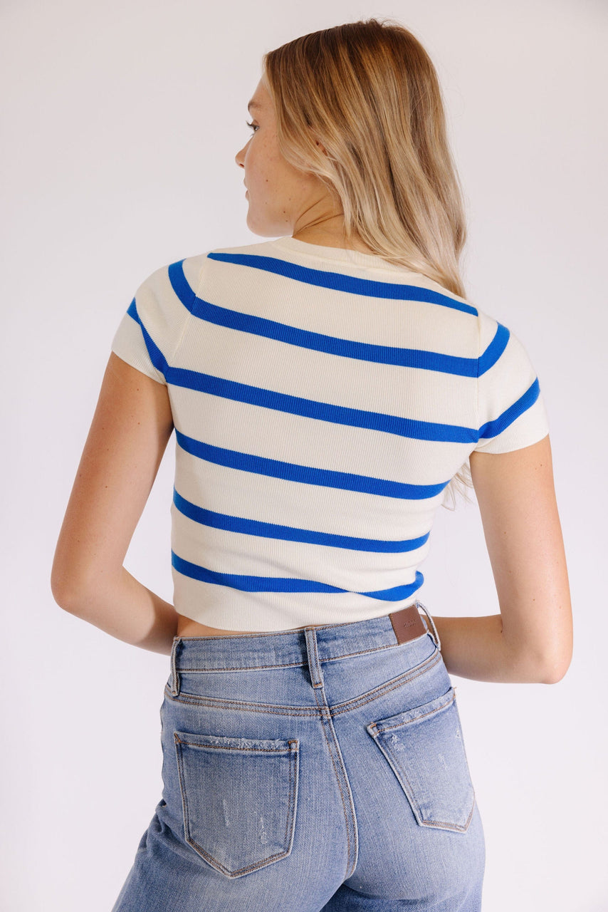 Ryce Tee in Blue/White