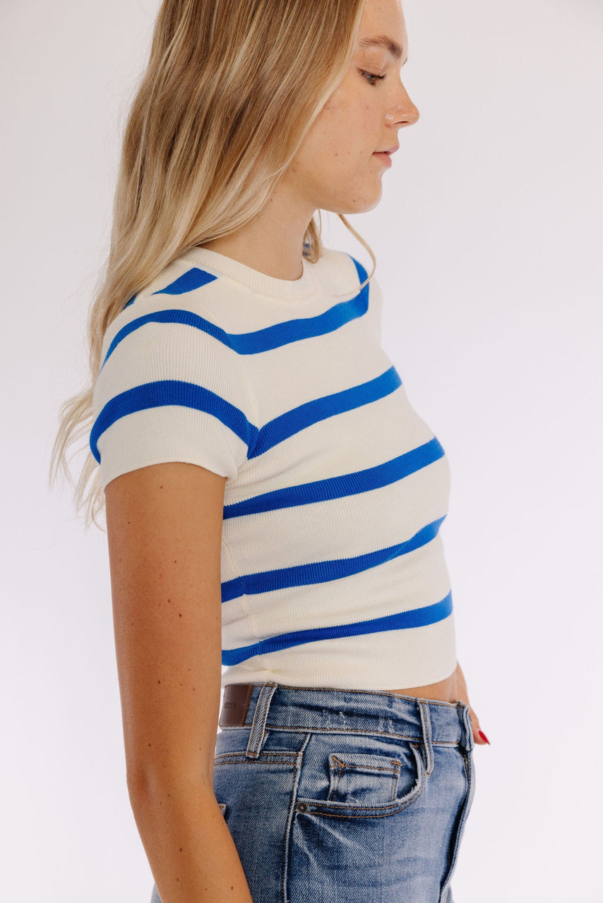 Ryce Tee in Blue/White