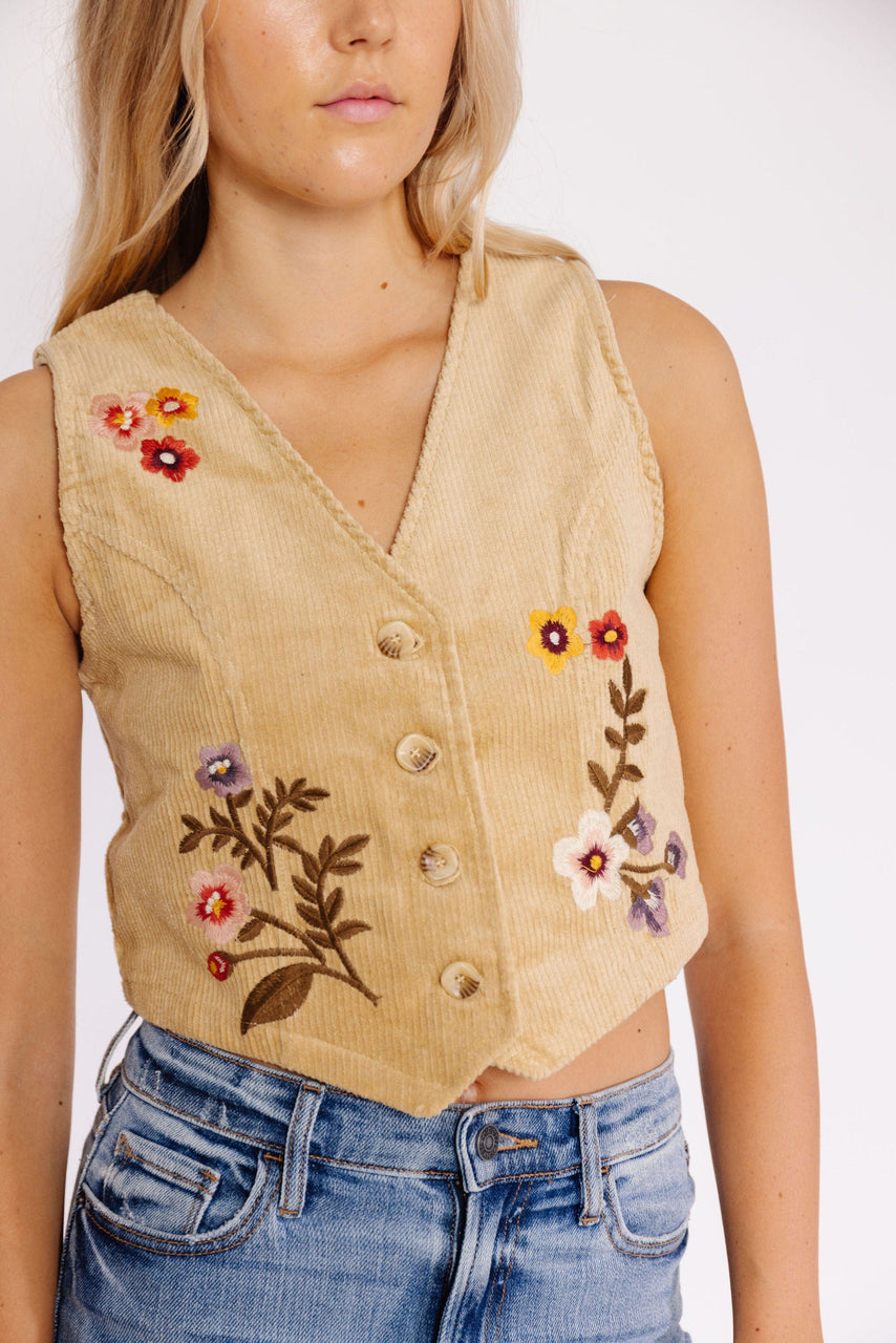 Seine Corduroy Vest in Taupe