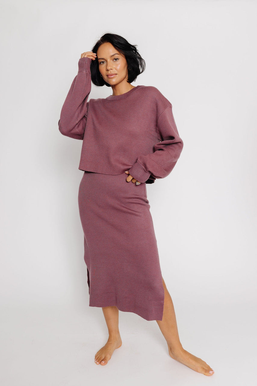 Smith Sweater Skirt in Red Bean